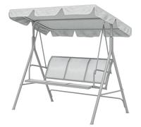 Outsunny 3 Seater Swing Chair, Garden Swing Bench with Adjustable Tilting Canopy, Breathable Mesh Seat and Heavy Duty Metal Frame for Patio, Yard, Light Grey