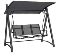 Outsunny 3 Seater Swing Chair, Garden Swing Bench with Adjustable Tilting Canopy, Breathable Mesh Seat and Heavy-Duty Metal Frame for Porch and Patio, 360 kg Capacity, Grey