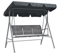 Outsunny 3 Seater Swing Chair, Garden Swing Bench with Adjustable Tilting Canopy, Breathable Mesh Seat and Heavy Duty Metal Frame for Patio, Garden, Dark Grey