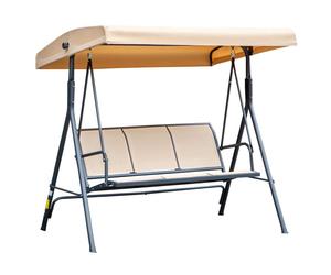 Outsunny 3 Seater Swing Chair, Garden Swing Bench with Canopy, Breathable Mesh S