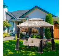Outsunny 3 Seater Swing Chair Hammock Gazebo Patio Bench Outdoor Beige