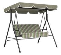 Outsunny 3 Seater Swing Chair with Adjustable Canopy, Garden Swing Seat with Steel Frame, Padded Seat, Green and Grey