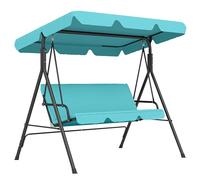 Outsunny 3 Seater Swing Chair with Adjustable Canopy, Garden Swing Seat with Steel Frame, Padded Seat, Blue