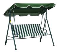 Outsunny 3 Seater Swing Chair with Adjustable Canopy, Garden Swing Seat with Steel Frame, Padded Seat, Green Green