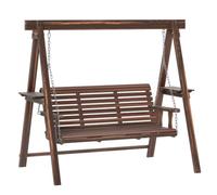 Outsunny 3 Seater Wooden Garden Swing Chair with Side Tables
