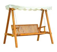 Outsunny 3 Seater Wooden Garden Swing Seat Canopy Swing Chair Outdoor Hammock Bench