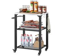 Outsunny 3-Shelf Outdoor Barbecue Grill Cart, Pizza Oven Table