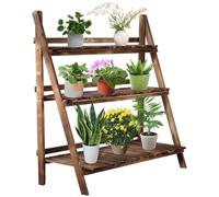 Outsunny 3 Tier Flower Stand Wood Folding Planter Ladder Display Shelf Rack For Garden Outdoor Backyard 100Lx37Wx93H(cm)