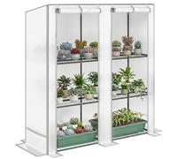 Outsunny 3 Tier Lean-to Mini Greenhouse Portable 144 x 48 x 152cm Grey