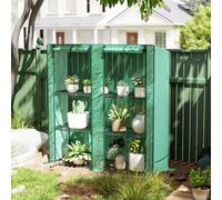 Outsunny 3 Tier Lean-To Mini Greenhouse With Green Hemmed Edging, Green
