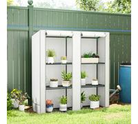 Outsunny 3 Tier Lean-to Mini Greenhouse With Hemmed Edging - White - Grey Hemmed | TJ Hughes