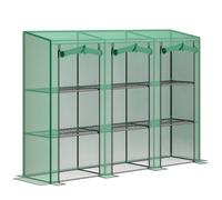 Outsunny 3 Tier Lean-To Mini Greenhouse With Pe Cover, Green