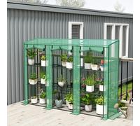 OUTSUNNY 3 Tier Lean-to Mini Greenhouse with PE Cover, Green Outsunny Green