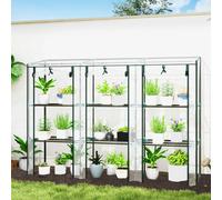 Outsunny 3 Tier Lean-to Mini Greenhouse w/ Plastic Cover, Clear, Clear
