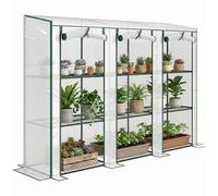 Outsunny 3 Tier Lean-To Mini Greenhouse With Plastic Cover, White