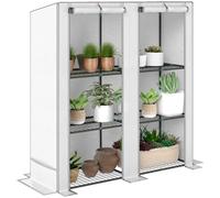 OUTSUNNY 3 Tier Lean-to Mini Greenhouse with Grey Hemmed Edging, White Outsunny White