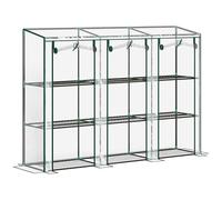 Outsunny 3 Tier Lean-to Mini Greenhouse w/ Plastic Cover, Clear, Clear