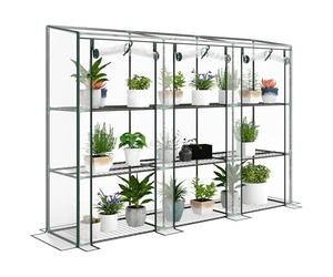 Outsunny 3 Tier Lean-to Mini Greenhouse with Reinforced Plastic Cover, Portable Indoor Outdoor Green House with 3 Roll-up Doors and 9 Wire Shelves, 151H x 215W x 46Dcm, Clear