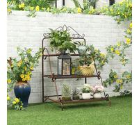 Outsunny 3 Tier Metal Plant Stand, Flower Pot Display Shelf Indoor & Outdoor