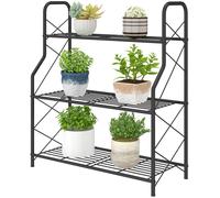 Outsunny 3-Tier Metal Plant Stand, Ladder Shelf Potted Plants Display