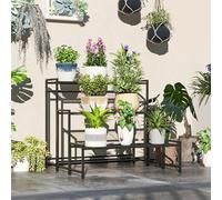 Outsunny 3-Tier Metal Plant Stand - Black, none