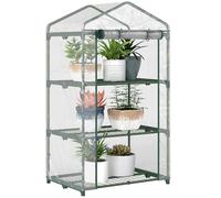 Outsunny 3 Tier Mini Greenhouse Grow House With Roll Up Door 69X49X125Cm Clear, Clear