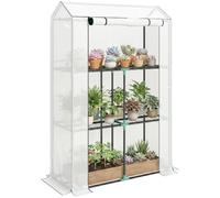 Outsunny 3 Tier Mini Greenhouse With Pe Cover, Roll-Up Door, White White
