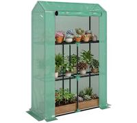 Outsunny 3 Tier Mini Greenhouse With Pe Cover, Roll-Up Door, Green Green