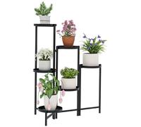 Outsunny 3 Tier Plant Stand Indoor Outdoor, Foldable Corner Plant Stands for Multiple Plants, Metal Round Flower Pot Holder for Patio Garden Balcony Living Room, Black