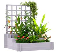 Outsunny 3 Tier Planters with Trellis for Vine Climbing, Wooden