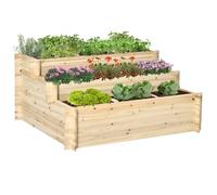 Outsunny 3 Tier Raised Garden Bed - Natural wood finish