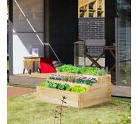 Outsunny 117cm x 100cm x 54cm 3 Tier Raised Garden Bed 376L Fir Wood | Elevated Planter, Flower Box, 9 Grow Grids, Non-woven Fabric, Vegetables, Flower, Herb, Outdoor Indoor Use