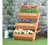 Outsunny 3 Tier Raised Garden Bed Wooden - Brown, Brown
