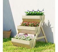 Outsunny 3 Tier Raised Garden Bed Wooden Elevated Planter Box Kit, Green