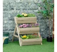 Outsunny 3 Tier Raised Garden Bed Wooden Elevated Planter Box Kit - Green, Green