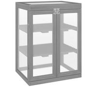 Outsunny 3-tier Wood Greenhouse Garden Polycarbonate Cold Frame Balcony Grow House w/ Storage Shelf for Plants, Flowers, Dark Grey Aosom UK