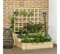 Outsunny 3 Tier Wooden Planters w/ Trellis - Natural, Brown