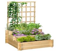 Outsunny 3 Tier Wooden Garden Planters with Trellis for Vine Climbing Plants