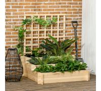 Outsunny 3 Tier Wooden Garden Planters With Trellis For Vine Climbing Plants