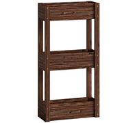 Outsunny 3-Tier Wooden Raised Planter, Raised Garden Bed on Legs with Drainage Holes and Bed Liner, Elevated Garden Planter