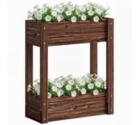 Outsunny 3-Tier Wooden Raised Planter with Drainage Holes, 60 x 25 x 70 cm