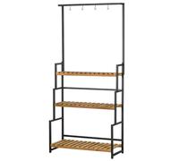 Outsunny Tall Plant Stand with Hanging Hooks, 3 Tiered Plant Rack for Indoor Outdoor Porch Balcony Living Room Bedroom
