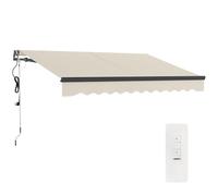 Outsunny 3 x 2.5m Electric Awning with Remote Controller, Aluminium Frame DIY Retractable Awning, UV30+ Sun Shade Canopy for Garden Patio Deck Door Window, Beige