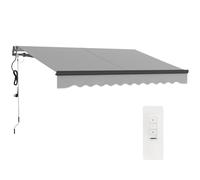 Outsunny 3 x 2.5m Electric Awning with Remote Controller, Aluminium Frame DIY Retractable Awning, UV30+ Sun Shade Canopy for Garden Patio Deck Door Window, Beige Light Grey