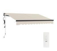 Outsunny 3 x 2.5m Electric Awning with Remote Controller, Aluminium Frame DIY Retractable Awning, UV30+ Sun Shade Canopy for Garden Patio Deck Door Window, Beige