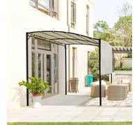 Outsunny 3 x 2.5m Patio Metal Gazebo Pergola Wall Mount Outdoor Shelter, Cream - Cream White and black - Polyester fabric, powder coated steel - 300L x 250W x 200-250Hcm