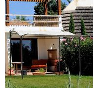 Outsunny Patio Metal Gazebo Door Window Awning Wall Mount Outdoor Shelter - Cream, Cream