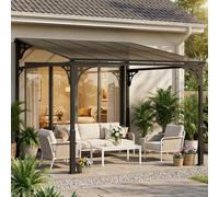 Outsunny 3 x 2.87 m Metal Lean-to Hardtop Gazebo, Wall-Mounted Pergola - Lean-to Pergola - 287 - Brown
