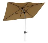 Outsunny 3 x 2 m Garden Parasol Umbrella with Aluminium Pole, UPF 50+ Rectangular Outdoor Table Parasol Sun Shade with Crank & Push Button Tilt, Metal Ribs, Brown