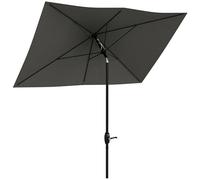 Outsunny 3 x 2 m Garden Parasol Umbrella with Aluminium Pole, UPF 50+ Rectangular Outdoor Table Parasol Sun Shade with Crank & Push Button Tilt, Metal Ribs, Dark Grey